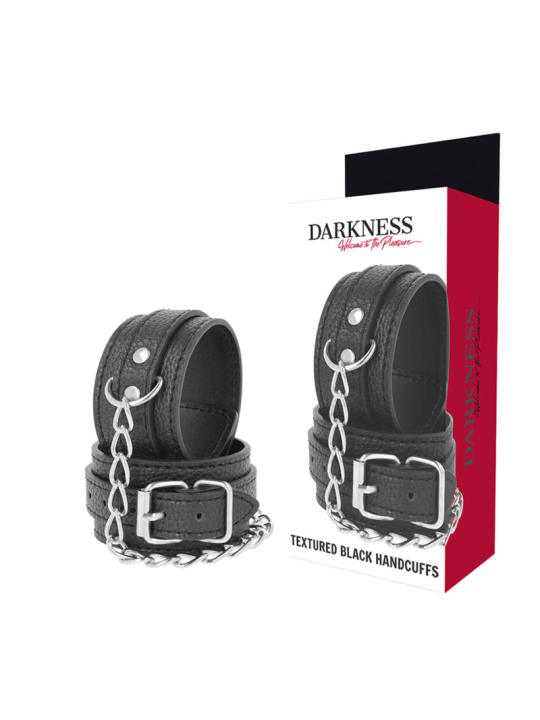 DARKNESS - MENOTTES EN CUIR TEXTURÉ NOIR