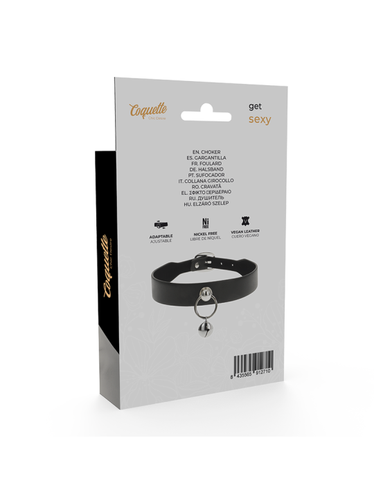 COQUETTE CHIC DESIRE - COLAR DE COURO VEGANO ACESSÓRIO MULHER CHOCALHO