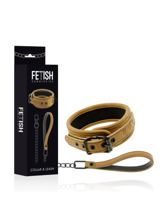 FETISH SUBMISSIVE ORIGIN - COLLANA A CATENA RIVESTITA IN NEOPRENE