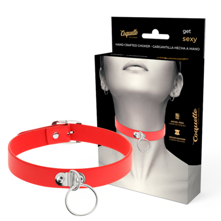 COQUETTE CHIC DESIRE - COLLIER CUIR VEGAN ROUGE FEMME ACCESSOIRE FÉTIC