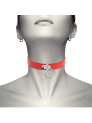 COQUETTE CHIC DESIRE - COLLIER CUIR VEGAN ROUGE FEMME ACCESSOIRE FÉTIC