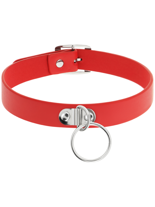 COQUETTE CHIC DESIRE - COLAR DE COURO VEGANO VERMELHO ACESSÓRIO FETISH