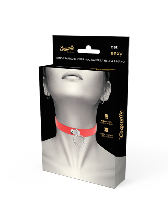 COQUETTE CHIC DESIRE - COLLAR CUERO VEGANO ROJO ACCESORIO WOMAN FETISH