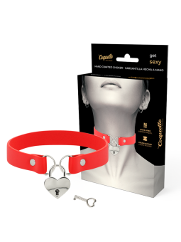 COQUETTE CHIC DESIRE - COLLIER EN CUIR VEGAN ROUGE AVEC ACCESSOIRE COE