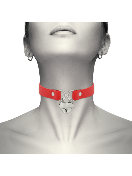 COQUETTE CHIC DESIRE - COLLANA IN PELLE VEGANA ROSSA CON ACCESSORIO CU
