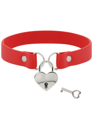 COQUETTE CHIC DESIRE - COLLAR CUERO VEGANO ROJO ACCESORIO CORAZÓN CON 