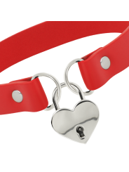 COQUETTE CHIC DESIRE - COLLAR CUERO VEGANO ROJO ACCESORIO CORAZÓN CON 
