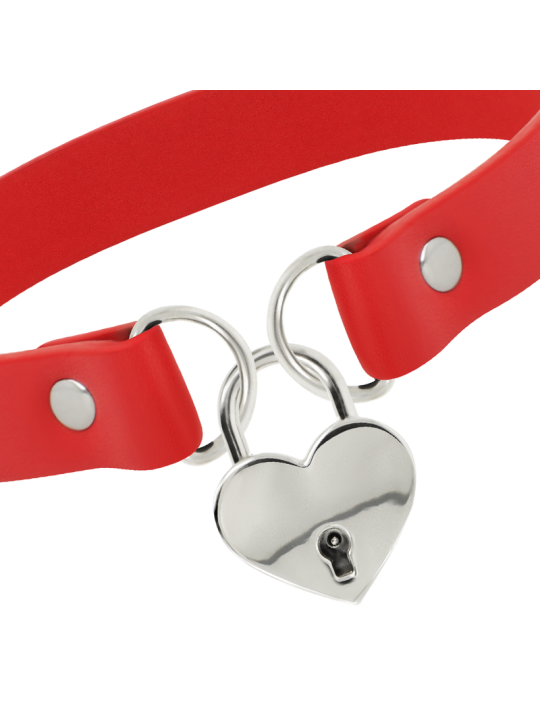COQUETTE CHIC DESIRE - COLLANA IN PELLE VEGANA ROSSA CON ACCESSORIO CU