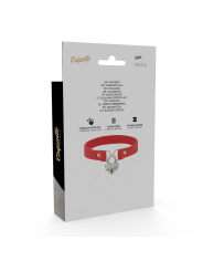 COQUETTE CHIC DESIRE - RED VEGAN LEATHER NECKLACE WITH HEART ACCESSORY