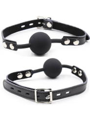 OHMAMA FETISH - SILICONE BALL GAG WITH LEATHER BELT (PADLOCK INCLUDED)