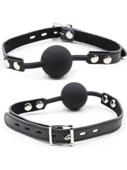 OHMAMA FETISH - SILICONE BALL GAG WITH LEATHER BELT (PADLOCK INCLUDED)