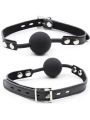OHMAMA FETISH - SILICONE BALL GAG WITH LEATHER BELT (PADLOCK INCLUDED)