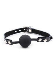 OHMAMA FETISH - SILICONE BALL GAG WITH LEATHER BELT (PADLOCK INCLUDED)