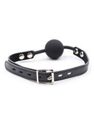 OHMAMA FETISH - SILICONE BALL GAG WITH LEATHER BELT (PADLOCK INCLUDED)