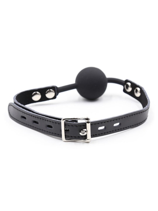 OHMAMA FETISH - SILICONE BALL GAG WITH LEATHER BELT (PADLOCK INCLUDED)
