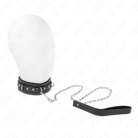 KINK - PVC LEATHER NECKLACE WITH BELT 105 CM RHINESTONE RIVET 41.5 X 4
