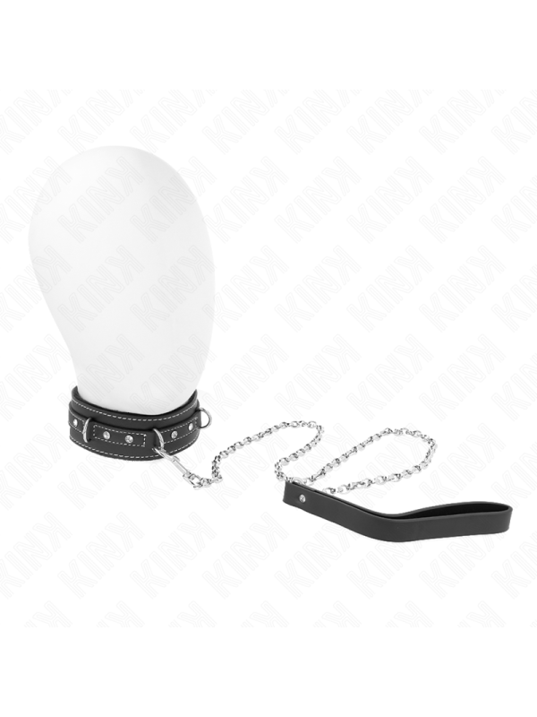 KINK - PVC LEATHER NECKLACE WITH BELT 105 CM RHINESTONE RIVET 41.5 X 4