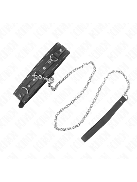 KINK - PVC LEATHER NECKLACE WITH BELT 105 CM RHINESTONE RIVET 41.5 X 4