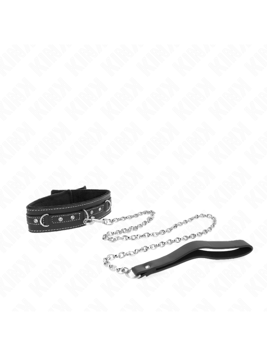 KINK - PVC LEDER HALSKETTE MIT GÜRTEL 105 CM STRASS NIETE 41,5 X 4 CM