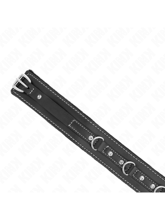 KINK - PVC LEATHER NECKLACE WITH BELT 105 CM RHINESTONE RIVET 41.5 X 4