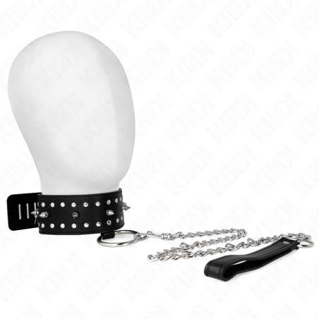 KINK - COLLIER AVEC LAISSE 65 CM AVEC CLOUS ARGENTÉS MODÈLE 1 AJUSTABL