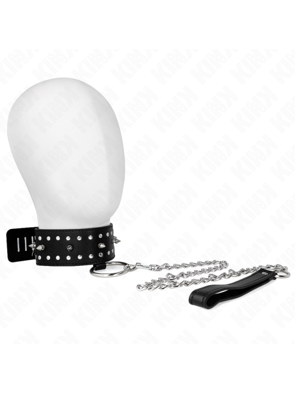 KINK - COLLIER AVEC LAISSE 65 CM AVEC CLOUS ARGENTÉS MODÈLE 1 AJUSTABL