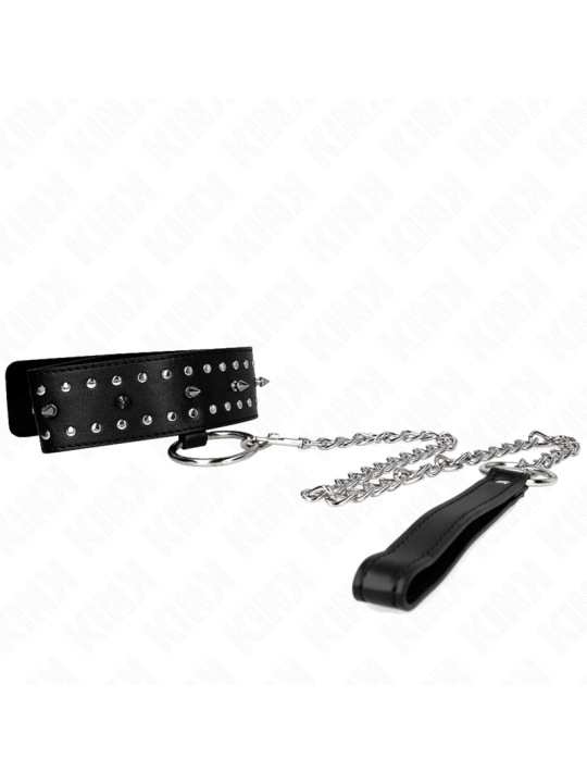 KINK - COLLIER AVEC LAISSE 65 CM AVEC CLOUS ARGENTÉS MODÈLE 1 AJUSTABL