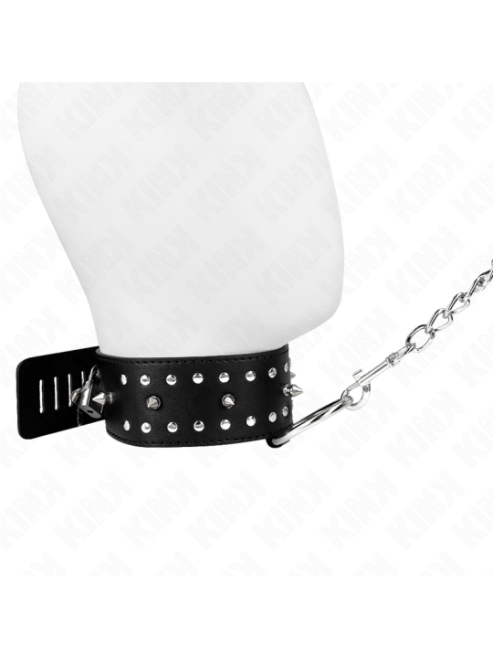 KINK - COLLIER AVEC LAISSE 65 CM AVEC CLOUS ARGENTÉS MODÈLE 1 AJUSTABL