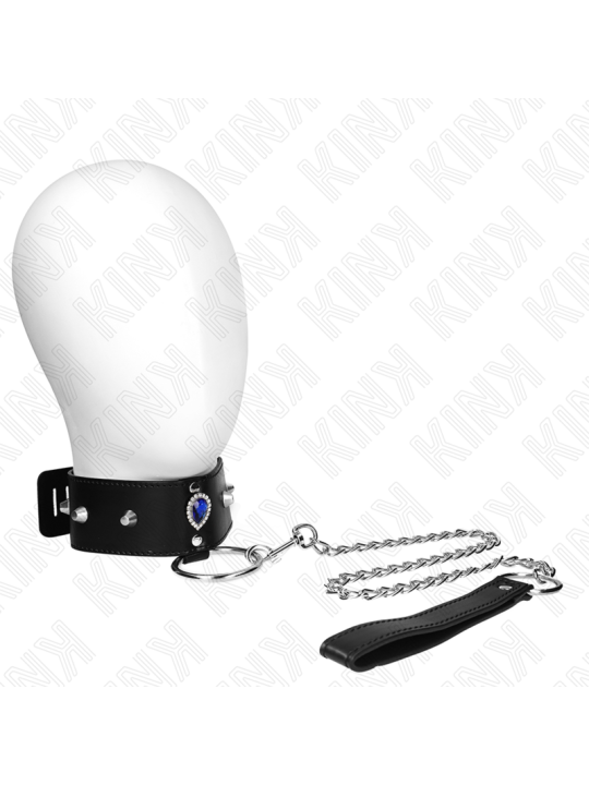 KINK - COLLAR CON CORREA 65 CM CON DIAMANTES AZULES AJUSTABLE 36-43 CM
