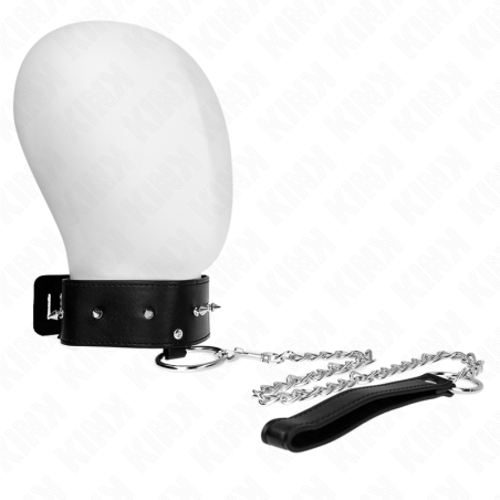 KINK - NECKLACE 65 CM WITH LEASH WITH SILVER STUDS MODEL 2 ADJUSTABLE 