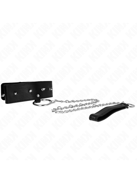 KINK - NECKLACE 65 CM WITH LEASH WITH SILVER STUDS MODEL 2 ADJUSTABLE 