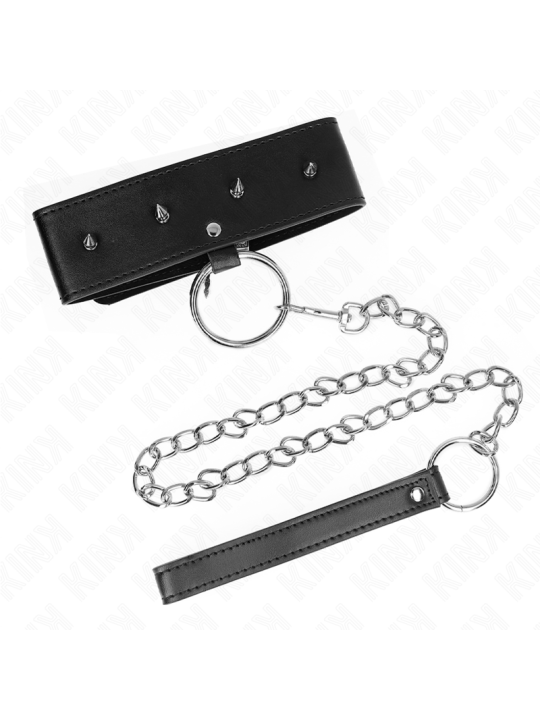 KINK - NECKLACE 65 CM WITH LEASH WITH SILVER STUDS MODEL 2 ADJUSTABLE 