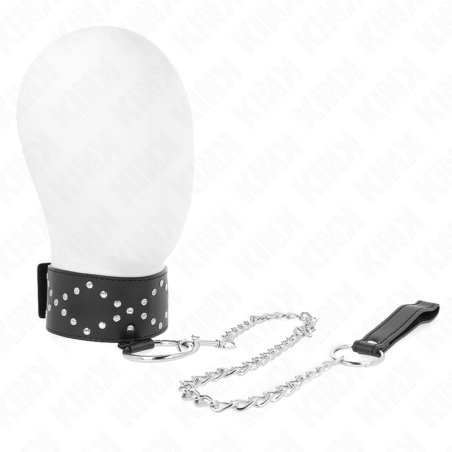 KINK - COLAR 65 CM COM TRELA COM PREGOS PRATA MODELO 3 AJUSTÁVEL 36-43