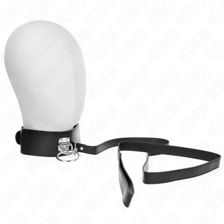 KINK - 116 CM STUDDED LIJNHALSBAND MET 50 X 5 CM KUNSTLEERBAND