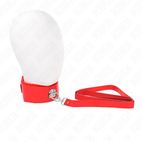 KINK - NECKLACE WITH LEASH 116 CM WITH SILVER STUDS MODEL 4 RED ADJUST