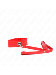 KINK - NECKLACE WITH LEASH 116 CM WITH SILVER STUDS MODEL 4 RED ADJUST