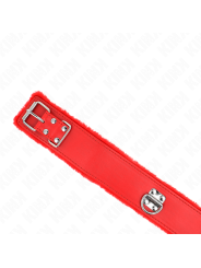 KINK - NECKLACE WITH LEASH 116 CM WITH SILVER STUDS MODEL 4 RED ADJUST
