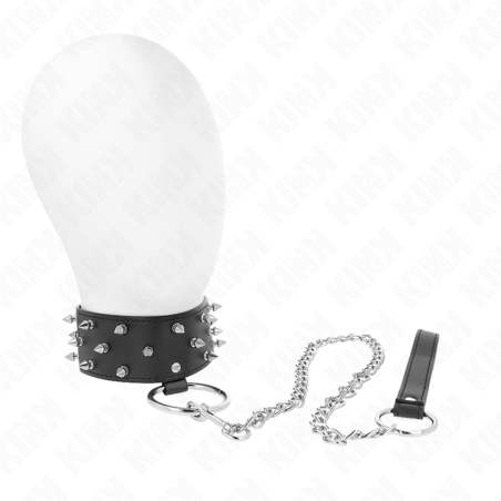 KINK - NECKLACE WITH LEASH 65 CM WITH SILVER STUDS MODEL 5 ADJUSTABLE 
