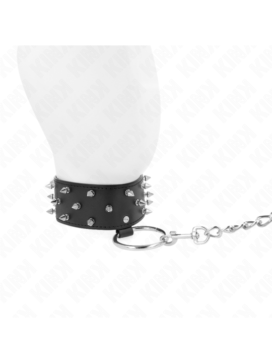 KINK - COLLAR CON CORREA 65 CM CON TACHUELAS PLATEADAS MODELO 5 AJUSTA