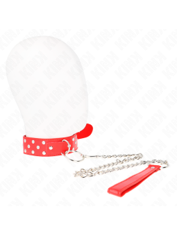 KINK - COLLIER RIVET ANNEAU AVEC CEINTURE 65 CM ROUGE AJUSTABLE 36-50 