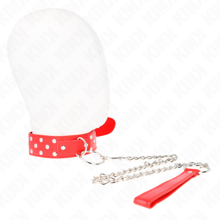 KINK - RING RIVET STRAP NECKLACE WITH BELT 65 CM RED ADJUSTABLE 36-50 