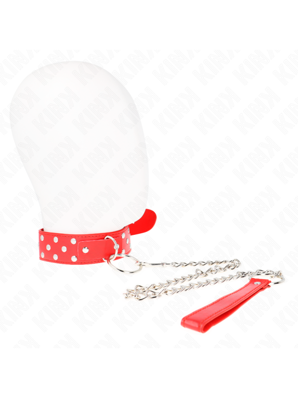 KINK - COLLAR CON CORREA 65 CM REMACHE ANILLA ROJO AJUSTABLE 36-50 CM 