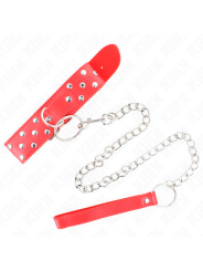 KINK - RING RIVET STRAP NECKLACE WITH BELT 65 CM RED ADJUSTABLE 36-50 