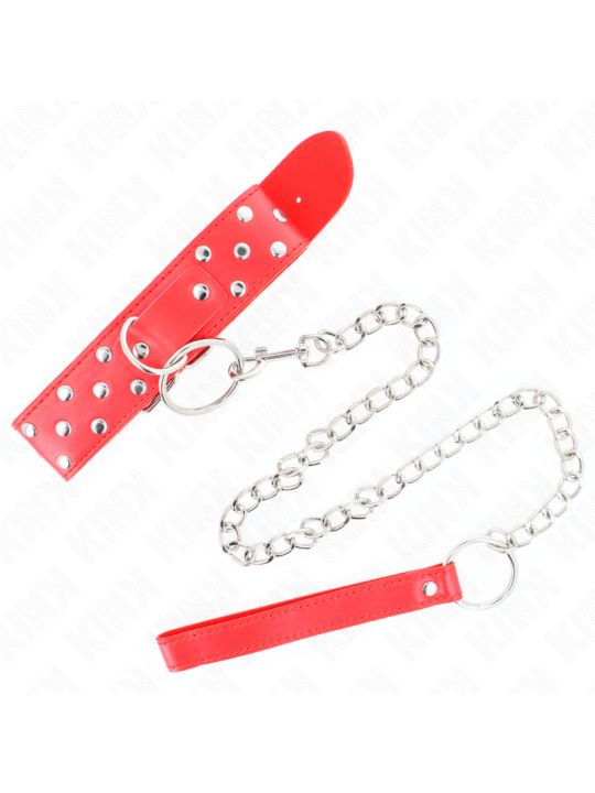 KINK - COLLAR CON CORREA 65 CM REMACHE ANILLA ROJO AJUSTABLE 36-50 CM 