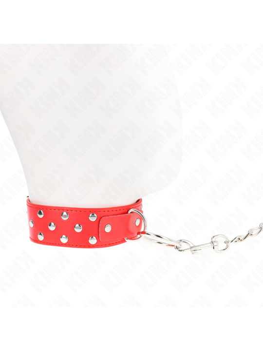 KINK - RING RIVET STRAP NECKLACE WITH BELT 65 CM RED ADJUSTABLE 36-50 