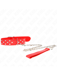 KINK - RING RIVET STRAP NECKLACE WITH BELT 65 CM RED ADJUSTABLE 36-50 