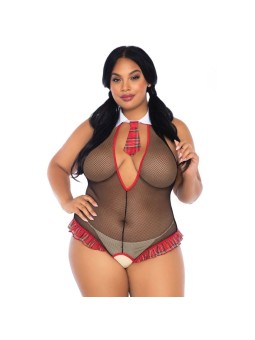 LEG AVENUE - TEDDY COLEGIALA CON ABERTURA TALLA PLUS