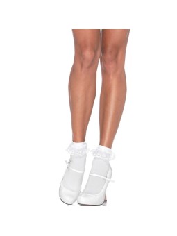 LEG AVENUE - WITTE KANTEN RUCHE SOKKEN