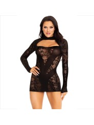 LEG AVENUE - MINI ROBE AVEC DENTELLE MANCHES LONGUES NOIR