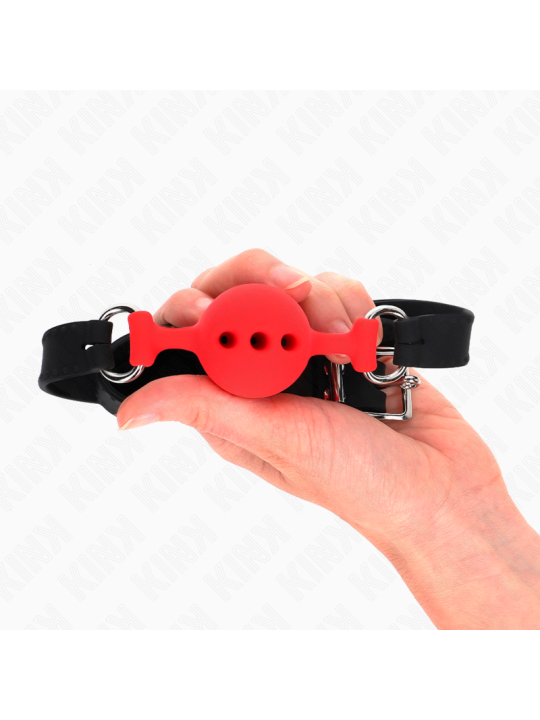 KINK - FULL SILICONE GAG 55 x 2 CM WITH 4 CM BALL SIZE S RED ADJUSTABL